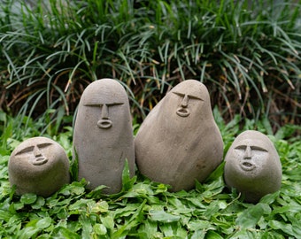 Funny Stone face, Stone Face Figurine, Stone carving face, Funny face, stone carving, garden decor, home decoration