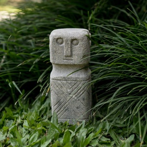 Primitive Statue Stone 6 inch, Tiki Rock Statue, Unique Statue, Gift for Kid, Gift for Father, Home Decoration, Primitive Concrete Sculpture