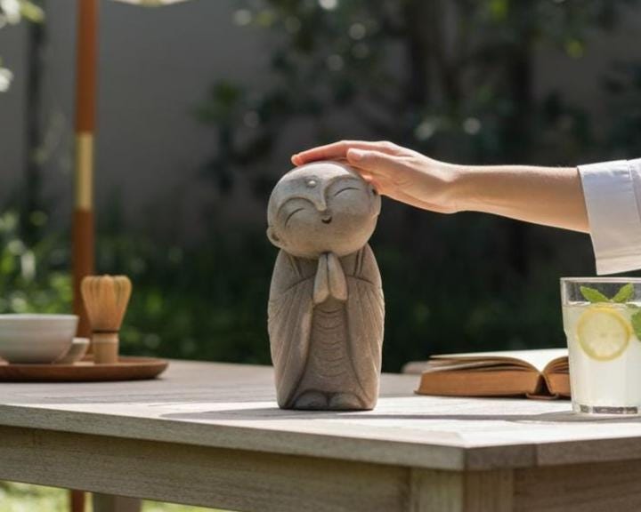 Statue De Jizo Figurine Bouddha En Prière - Mini Sculpture Bébé Bouddha Pour Décor Zen Et Méditation