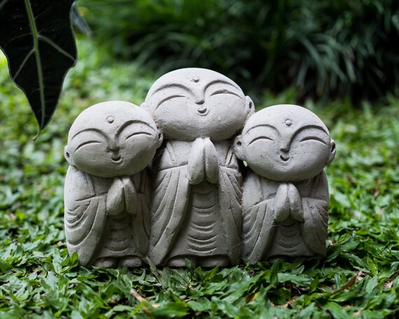 3 Jizo Buddha Stone 7 Inch/ 17 Cm, Jizo Buddha Sculpture, Home