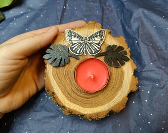 Wunderschöne Teelichthalter aus Holz mit und ohne Deko