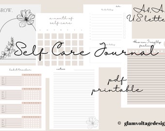 Self Care Journal, Wellness Journal, psychische Gesundheit tracker DRUCKBARE (A4, A5, US LETTER)