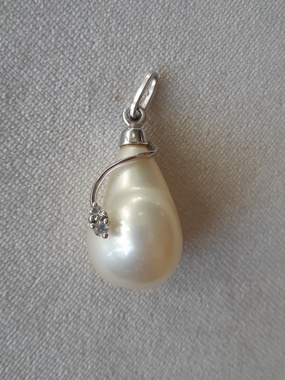 Vintage 925 Majorica Baroque Pearl Pendant