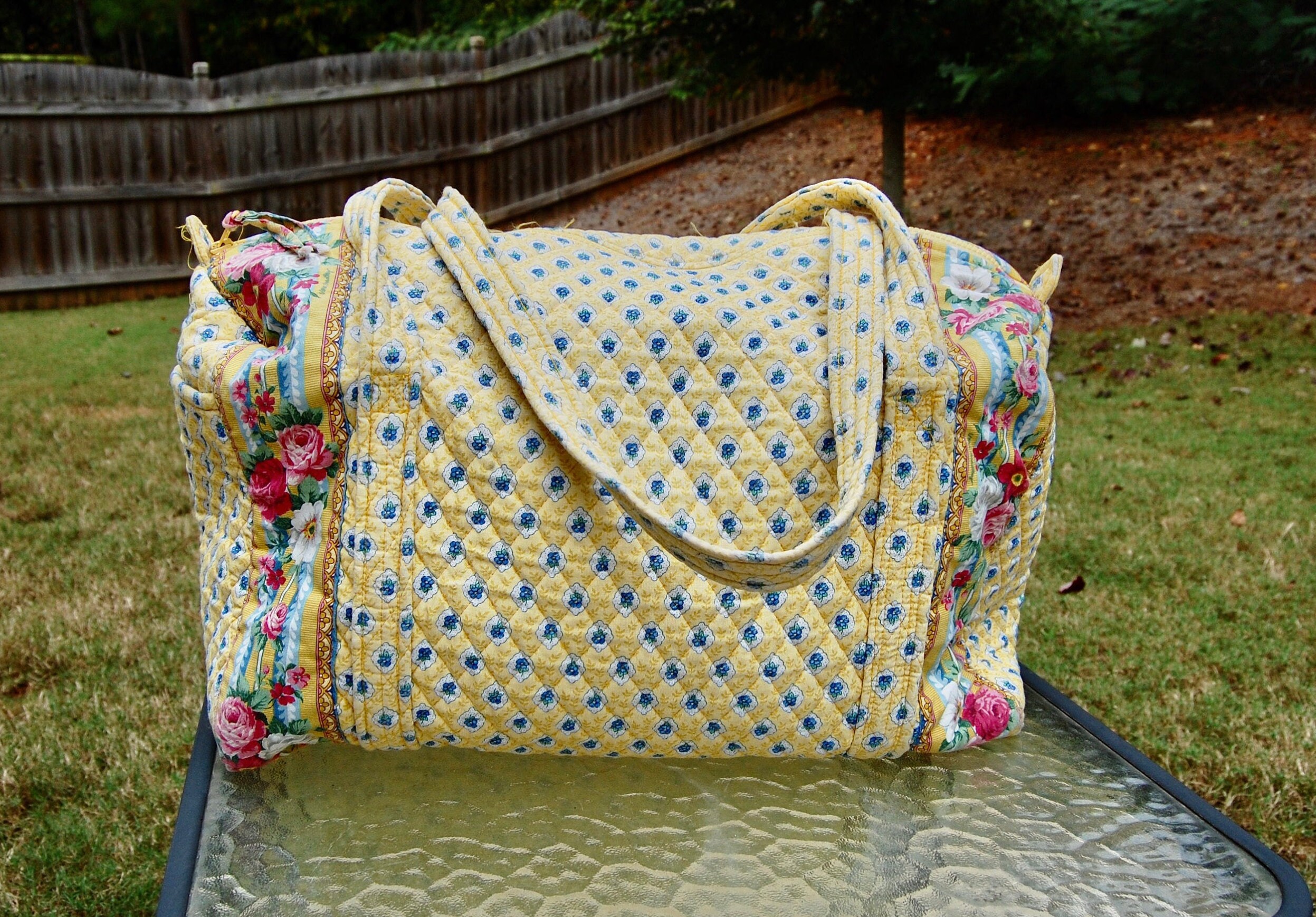 Vintage Vera Bradley Elizabeth Pattern Large Fabric Duffle Bag Etsy