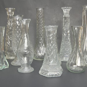 Assorted Mix and match crystal and clear glass vases | flower vase | Bud Vase | mismatched | Centerpiece | Choose your own