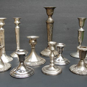 Mix and match silver candlesticks | candleholders | candle sticks | candle holders | mismatched | Choose your own | Pewter Candlesticks