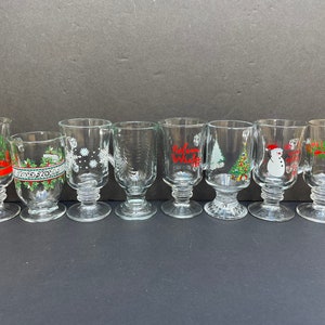 Set of eight (8) mismatched Glass Hot Toddy Glasses | Irish Coffee Glasses | Glass Coffee Mug | Footed Glass Mug with Handle