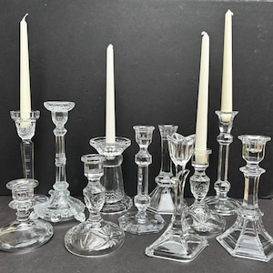 Crystal and glass candlesticks | Mis-matched Crystal and glass candlesticks | Mix and match crystal and glass candlesticks | candleholders |