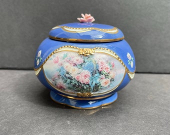 Lena Liu's Basket Roses Bouquet Porcelain Music Box | Antonio Vivaldi's Spring Music Box | Collector's Music Box