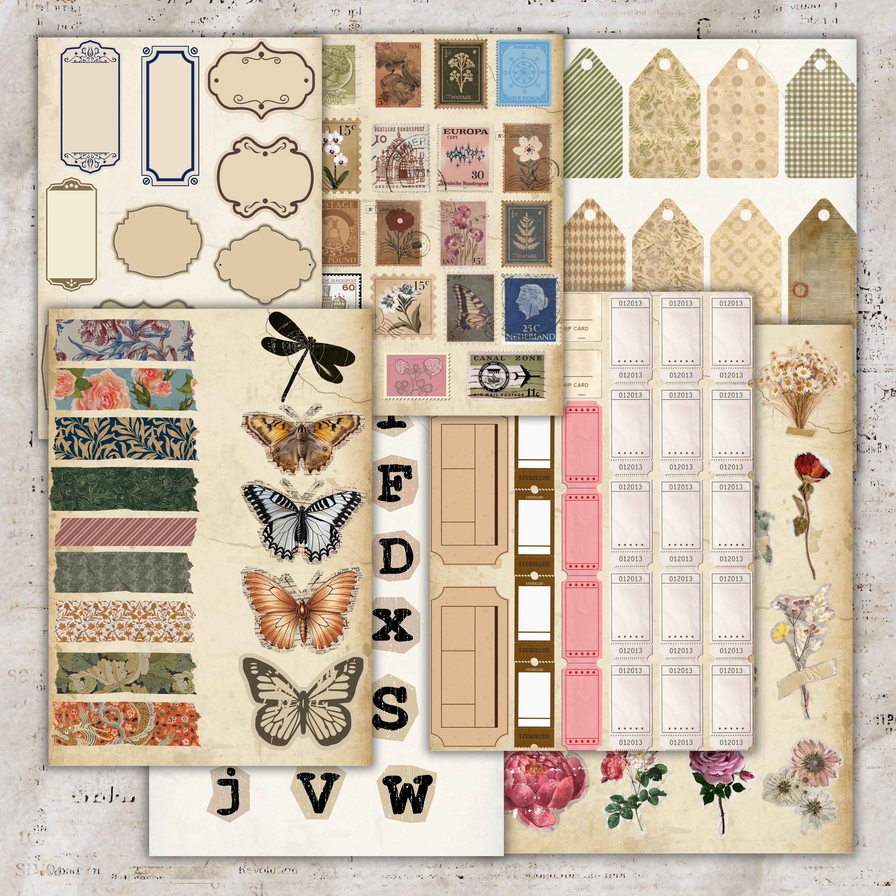 Vintage Junk Journal Kit Printable: 56 Pages, Neutral Journal Papers ...