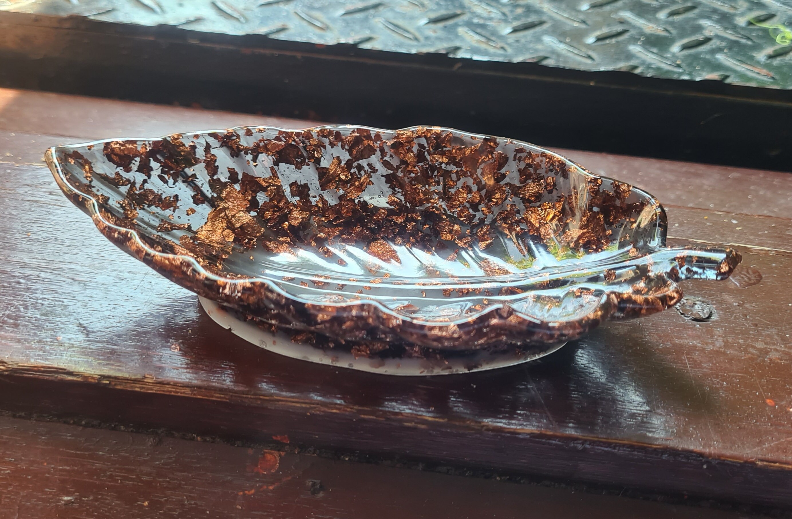 Cute Unique One of Kind Decorative BowlResinLeaf/Gold Rose Etsy