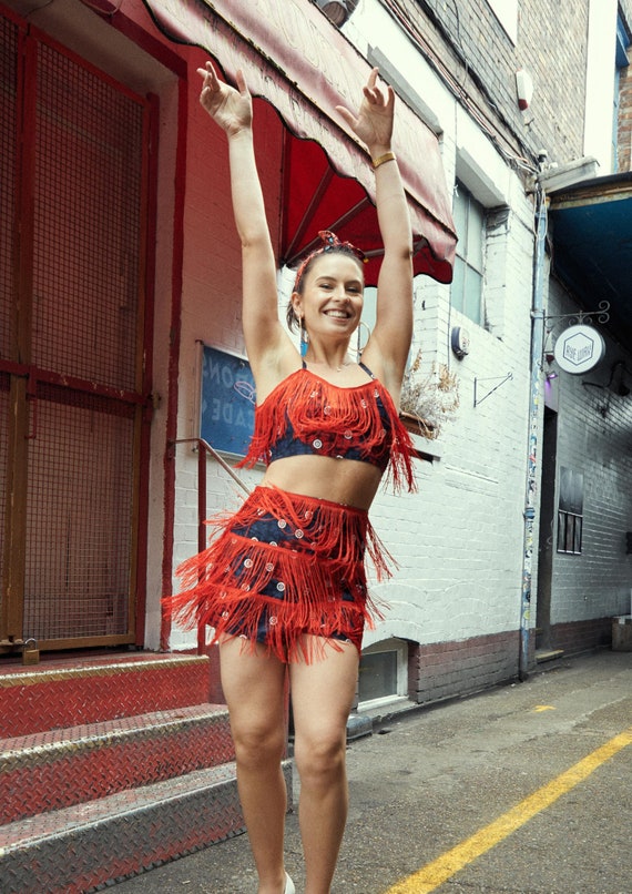 Carnival Fringe Top and Short Set Women 