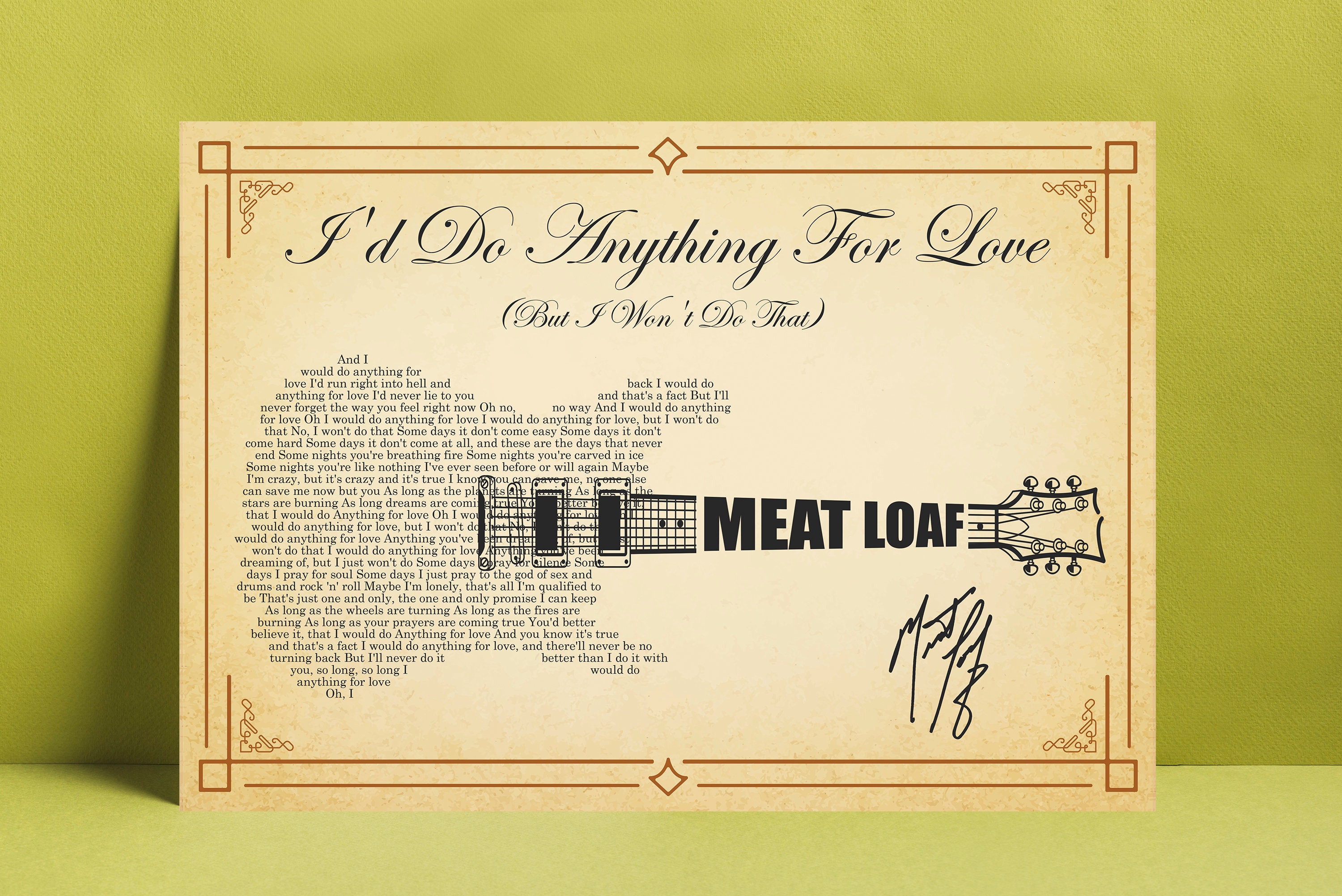 Meat Loaf I'd Do Anything for Love Guitar Shaped Etsy