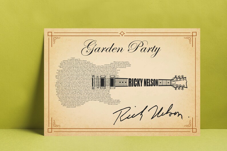 Ricky Nelson Garden Party Guitar Shaped Lyrics Digital Etsy Ricky Nelson Garden Party Guitar Shaped Lyrics Digital Etsy