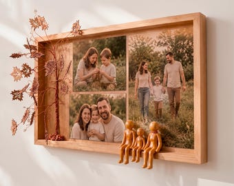 Geschenk zum 5. Jahrestag für Sie und Ihn, personalisierter Familienfotorahmen, handgefertigtes Geschenk aus Holz zum 5. Jahrestag, Geschenk für die Ehefrau
