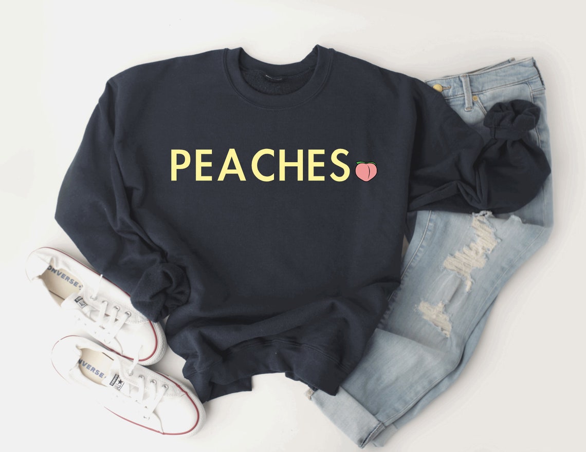 Justin Bieber Sweatshirt/ Peaches/ Peach Emoji Crewneck/ Etsy