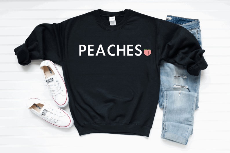 Justin Bieber Sweatshirt/ Peaches/ Peach Emoji Crewneck/ Etsy