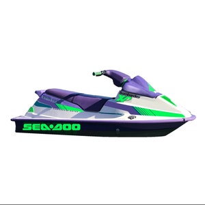 Aangepaste stickers set voor Sea-doo XP 580-model 1991 Groen Fluo -Graphics decals kit-Restauratie Graphics decals kit
