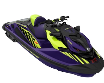 Adesivos Sea-doo Rxp X 300: Kit gráfico roxo e amarelo neon