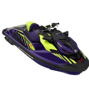 Aangepaste stickers set voor Sea-doo Rxp X 300 Paars model 2021-Geel Neon Grafische stickers kit-Restauratie Grafische stickers kit