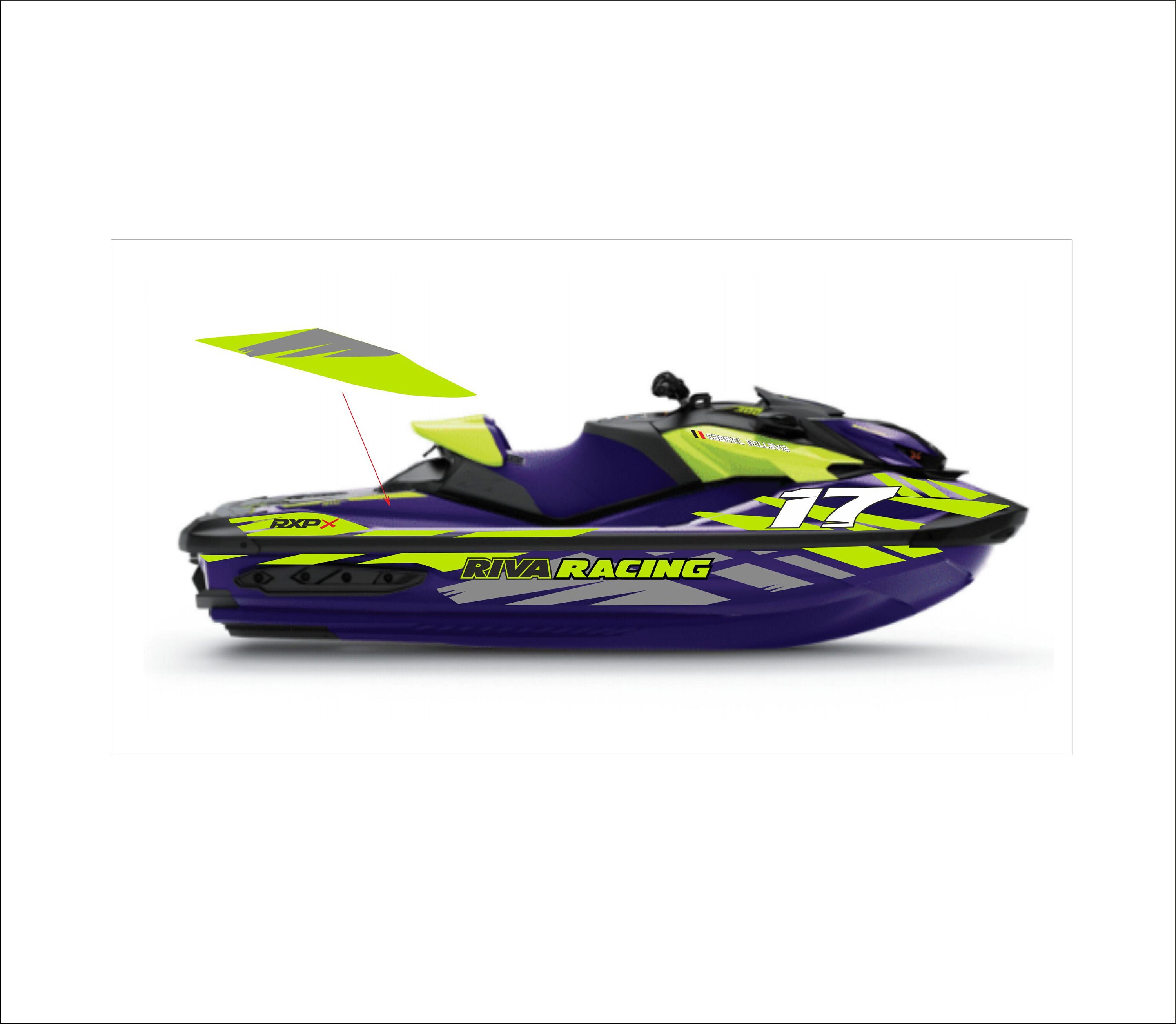 thumbnail image 2 of Stiffie Whipline WL05 Boat & PWC Registration Number Decal Set - Yellow/Purple 2 of 5