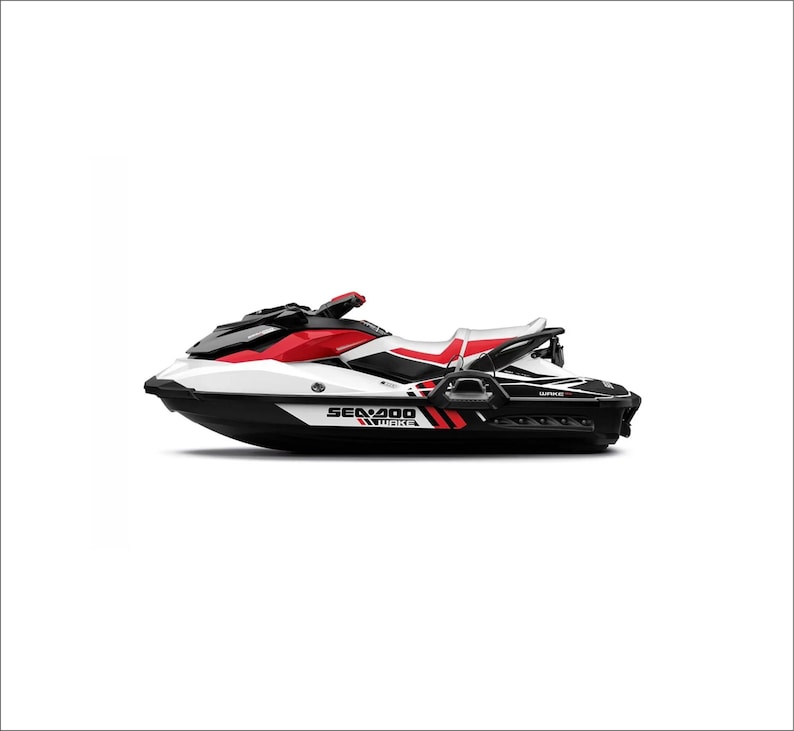 May include: A white and red Sea-Doo Spark personal watercraft with black accents and the text "Sea-Doo Spark" on the side.