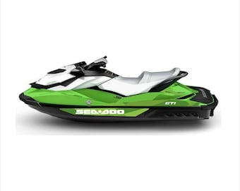 Kit de décalcomanies Sea-doo GTI 130 : graphismes verts, blancs et noirs (2014-2016)