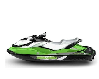 Sea-doo GTI SE 130-stickerset: groen grijs zwarte opdruk (2014-2016)