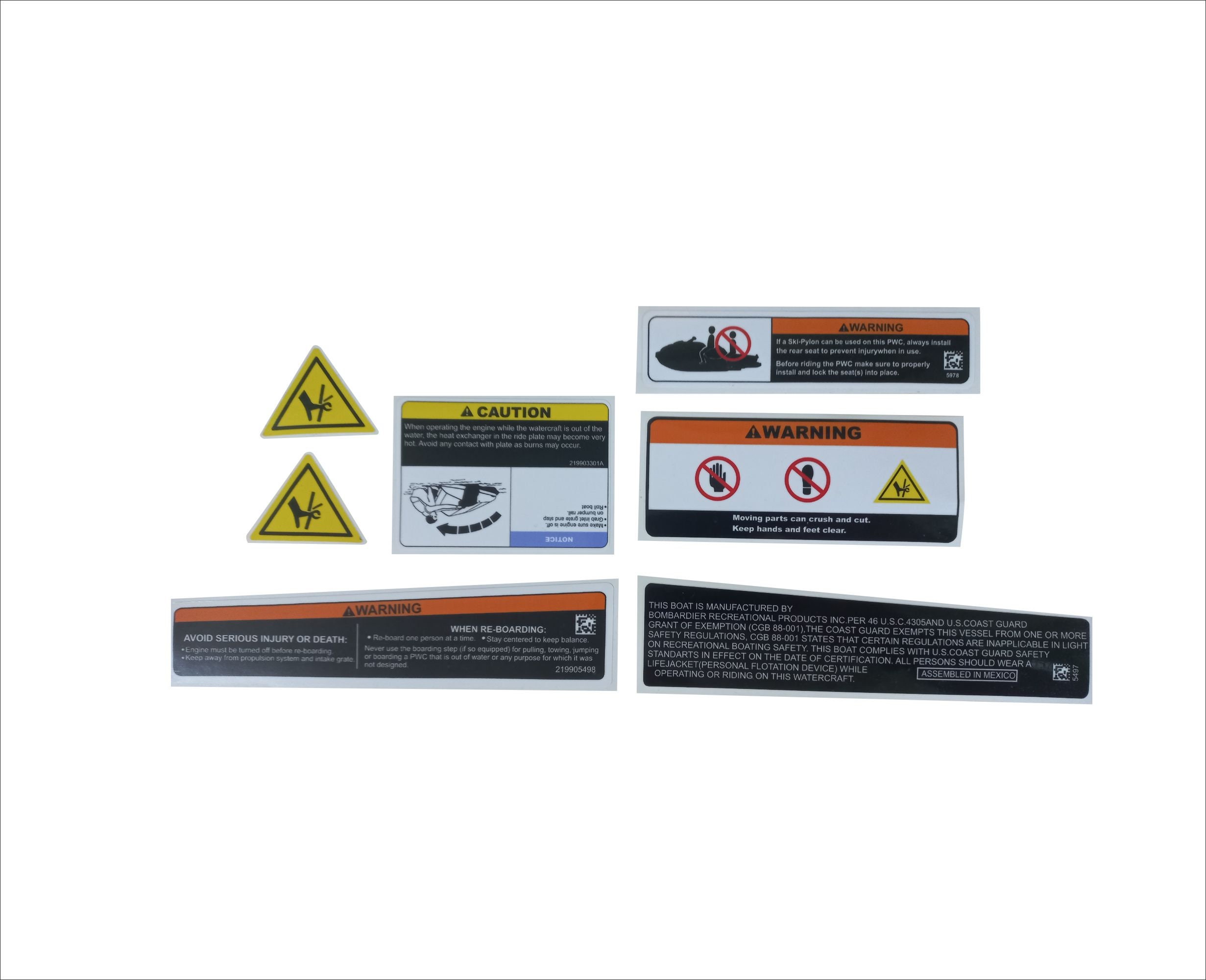 Warning Stickers kit "Sea Doo Gti" Model 2021-2023 and other new models