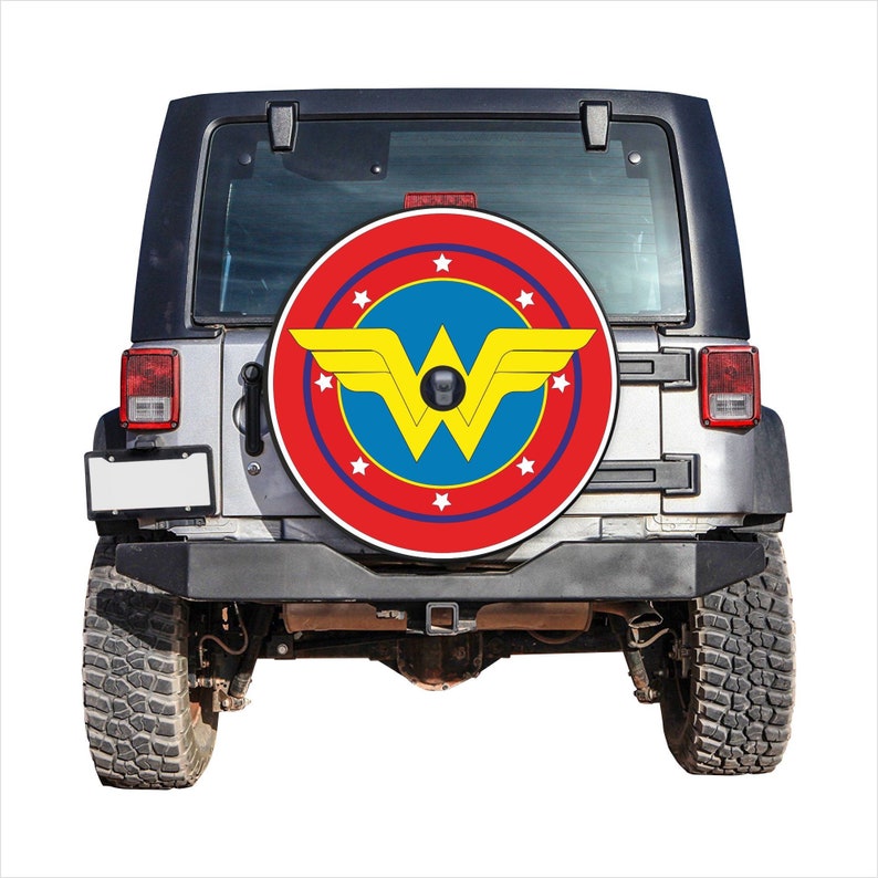 Wonder WomanJeep tire cover with backup camera Etsy