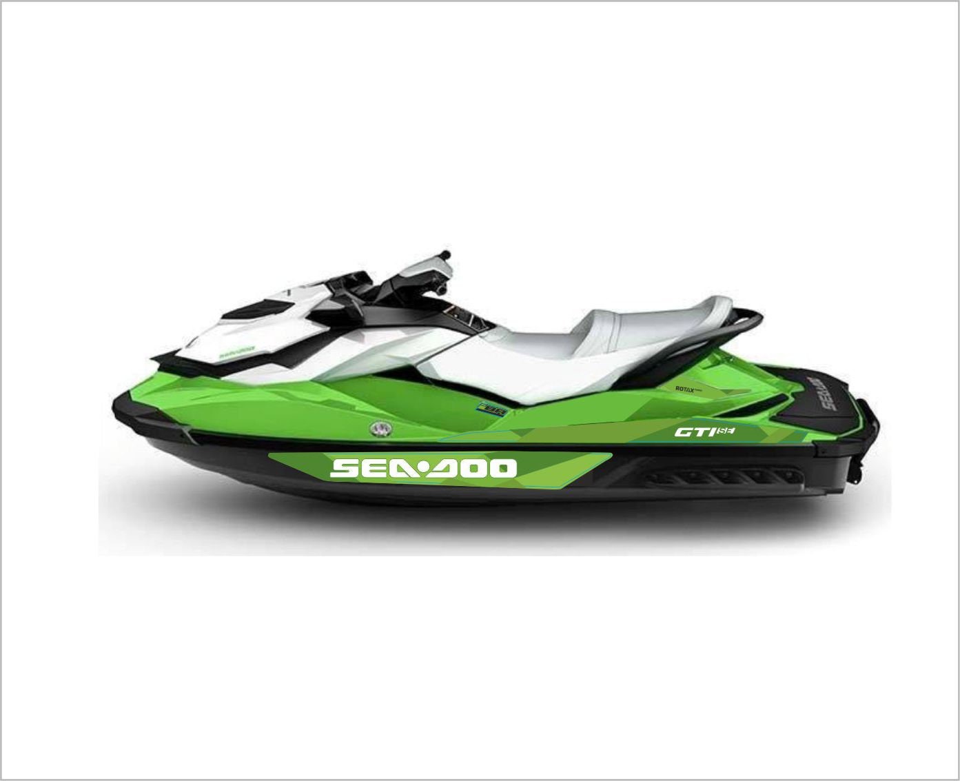 Zestaw naklejek Sea-doo GTI SE 130: grafika zielona, biała i czarna (2014-2016)