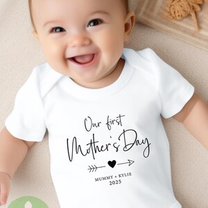 Personalised Our First Mother&#39;s Day Colour Heart, Mummy Mum, Personalised Baby Vest, Baby Boy or Girl Outfit, Mum to be, Gifts for Mam