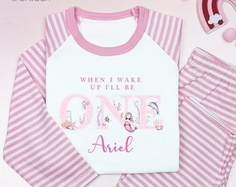 Watercolour Mermaid Personalised 1st 2nd 3rd Birthday Girl Pyjamas When I Wake Up I'll Be Birthday 1st 2nd Birthday Gift