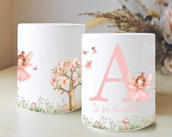 Personalised Name with Fairy Money Box, Nursery Decor, Princess Theme, New Baby Gift, First Birthday, Birthday Gift, Keepsake Gift
