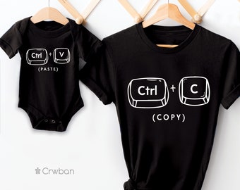 Matching Copy & Paste Colour T-shirt, Father's Day Gift, Matching Babygrow Children's Top Gift Set, New Baby Gift