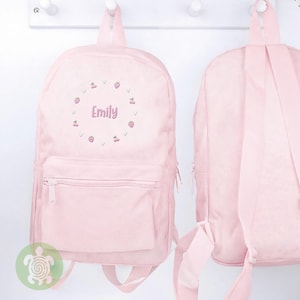 Embroidered Strawberries Girls Backpack, Personalised Children's Rucksack, Nursery Bag, Back to School, Toddler Bag, Birthday, School Bag