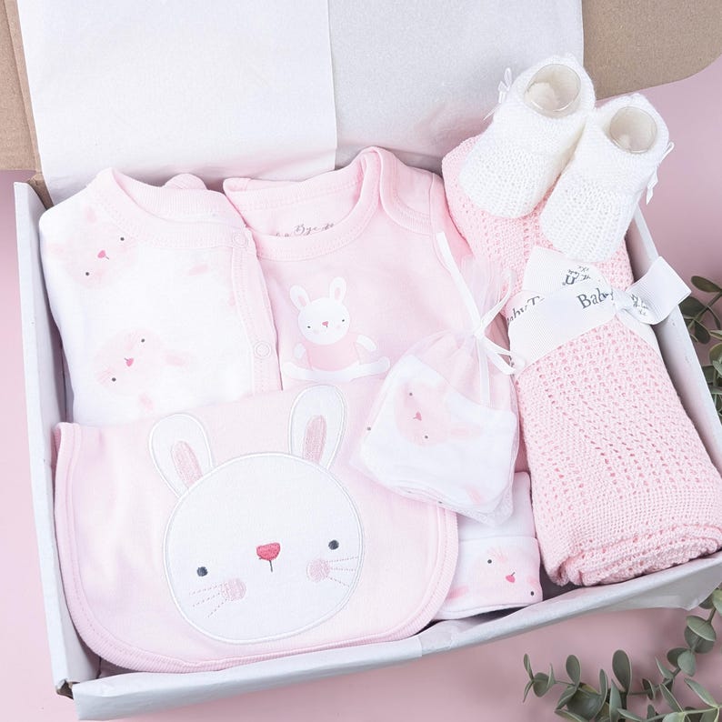 Baby Girl Pink Gift Set | Baby Hamper | Baby Girl Hamper | Baby Shower | Baby Sleepsuit | Baby Gift | Newborn Gift | Newborn Baby Set Bunny