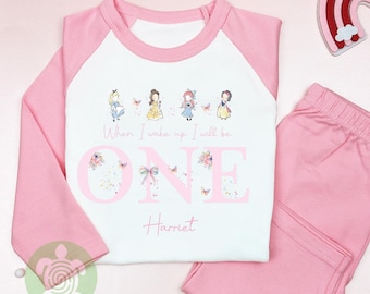 Pink Four Rainbow Princess Personalised Children's, Any Age, When I Wake Up Birthday, Girl Birthday Outfit, 1st 2nd 3rd, Birthday Eve