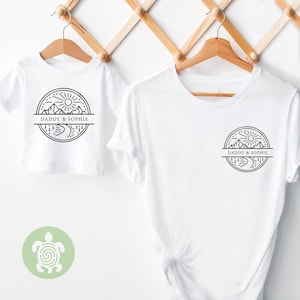 Personalised Mountain Scene Matching Adults and Childs T-shirts, Adventure Gift, Birthday Gift Baby, Child, Travel, Daddy, Father's Day