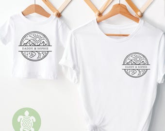 Personalised Mountain Scene Matching Adults and Childs T-shirts, Adventure Gift, Birthday Gift Baby, Child, Travel, Daddy, Father's Day