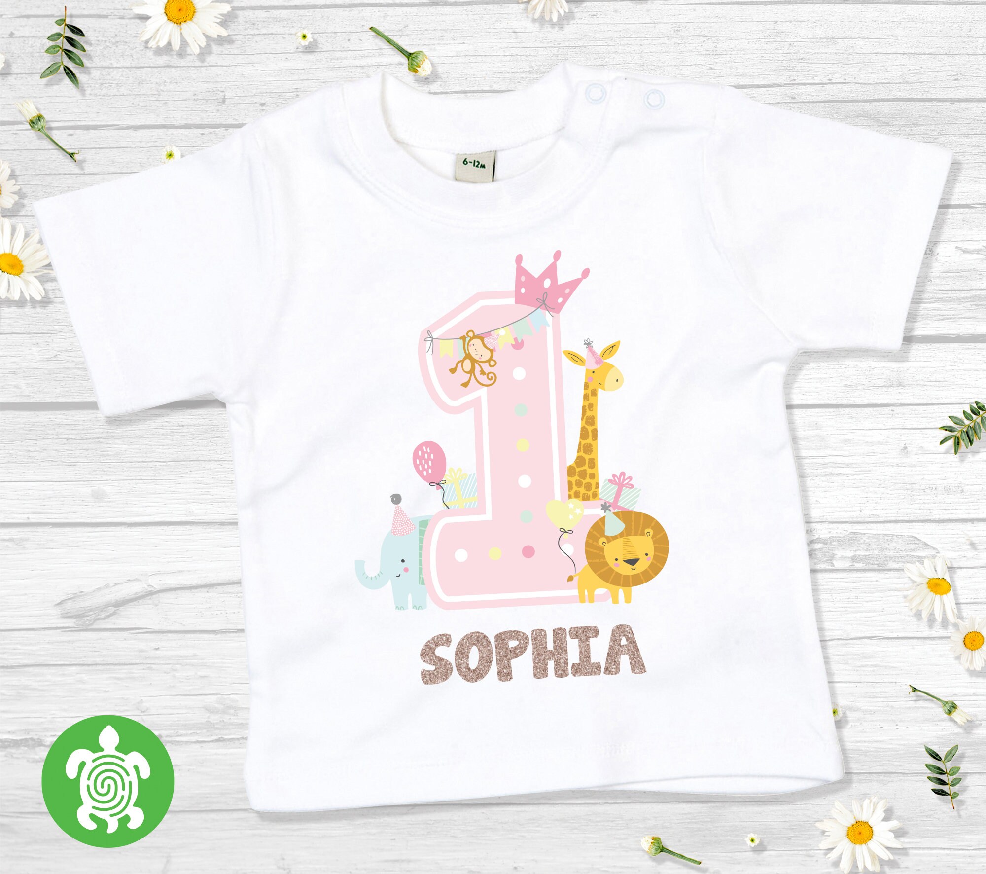1st Birthday Girl Animal Theme Party Tshirt Personalised Etsy UK