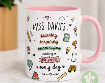 Personalised Bright Teachers Mug, Thank You Gift, Teacher Mug With Name, Teacher Appreciation, Gift End of Term, Gift Class Gift,