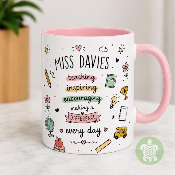 Personalised Bright Teachers Mug, Thank You Gift, Teacher Mug With Name, Teacher Appreciation, Gift End of Term, Gift Class Gift,