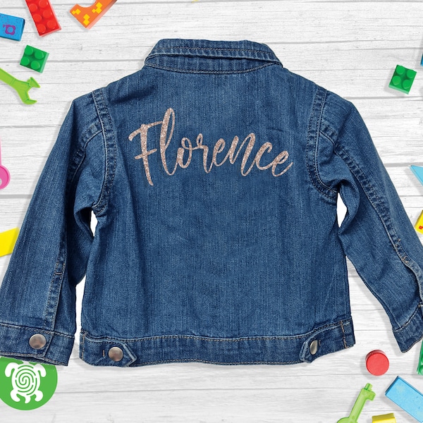 Personalised Glitter Printed Name Baby and Toddler Denim Jacket