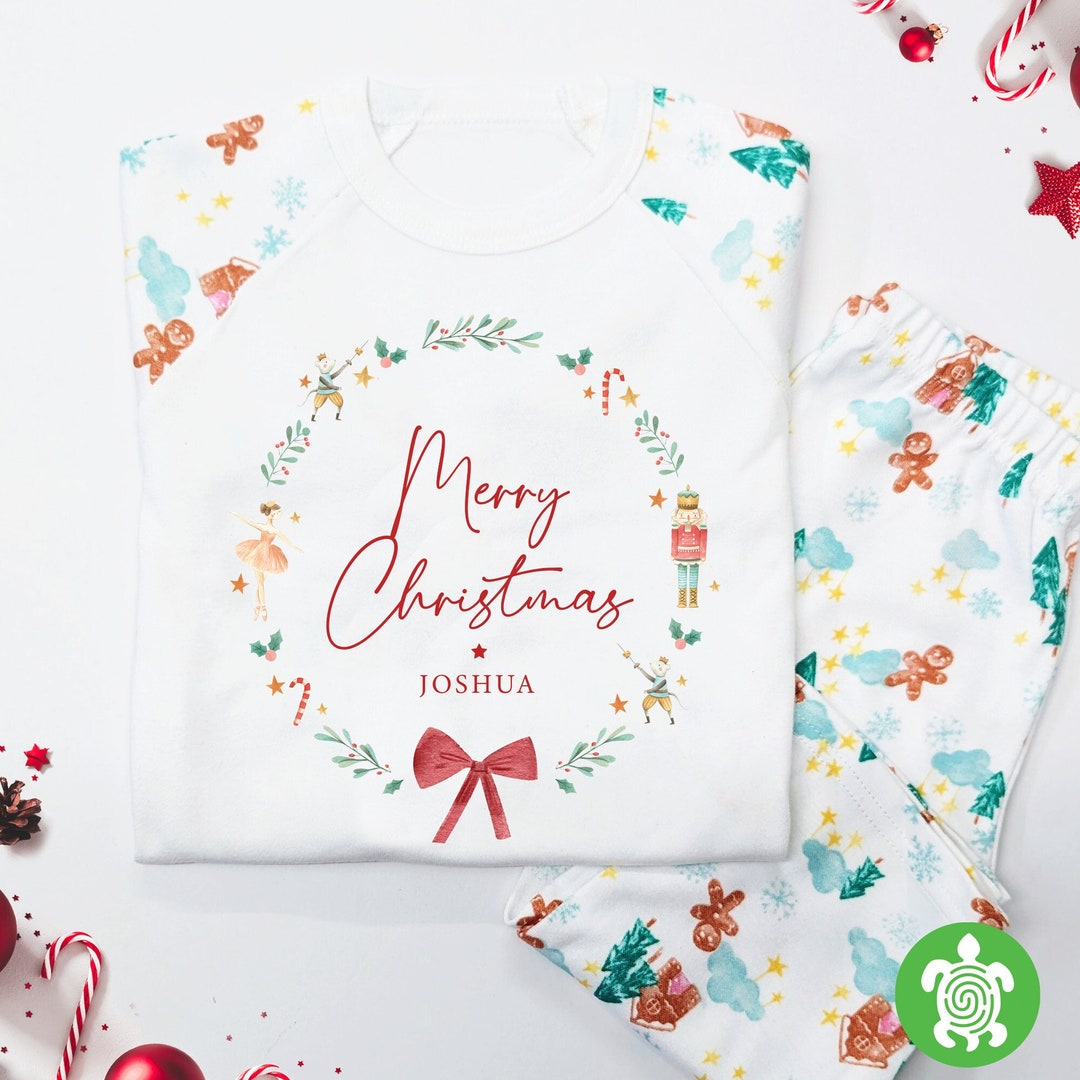 Merry Christmas Nutcracker Bow Luxury Pattern Pyjamas Sleepsuit Romper