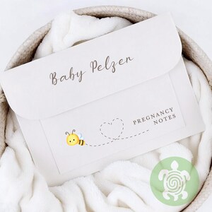 Personalised Bumblebee Maternity Notes Folder, New Baby, Pregnancy Folder, Documents, Heart, Baby Boy Girl, Newborn Journey, Cream Folder
