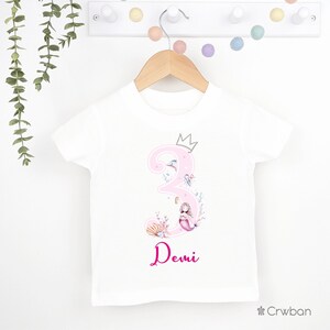 Watercolour Mermaid 1st 2nd Birthday Party T-shirt Top, Personalised Any Age Birthday design, Birthday Girl Print Children's Tee