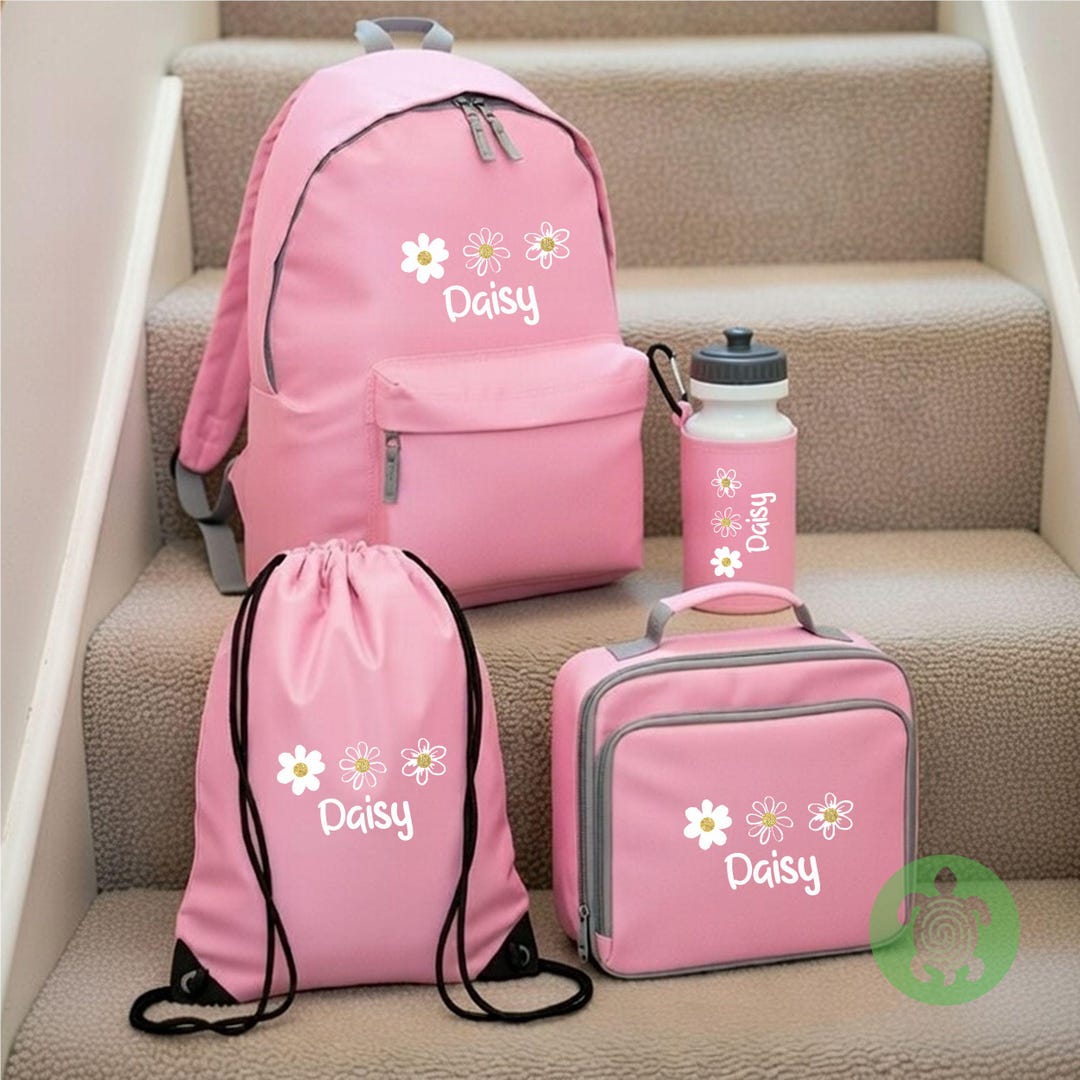 Personalised Daisy Back to School Essential Child's Pink Rucksack With ...