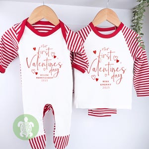 Personalised Our Little Valentine Babies First Valentines Day, Metallic Red, Valentines Baby Gift, Babies First Valentine, Baby Vest