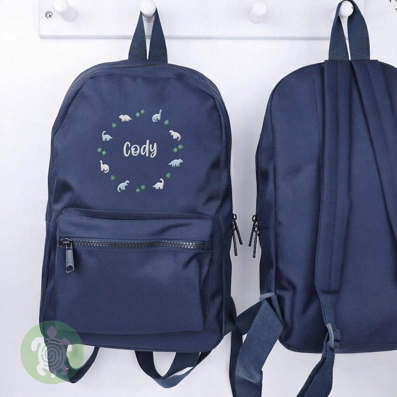 Mochila de dinosaurio bordada, mochila infantil personalizada, mochila para guardería, mochila para la vuelta al cole, mochila para niños pequeños, cumpleaños, mochila escolar. Navy
